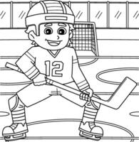 Ice Hockey Boy Player at the Ice Rink Coloring vector