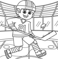 Ice Hockey Boy Player Doing Tricks Coloring Page vector