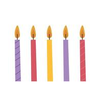 ake candle set. Multi-colored candles with patterns. Hand drawn. flat design. vector