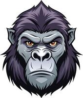 Savage Gorilla Head Illustration Available on EPS File vector