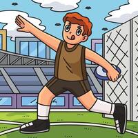 Track and Field Athlete with Discus Colored vector