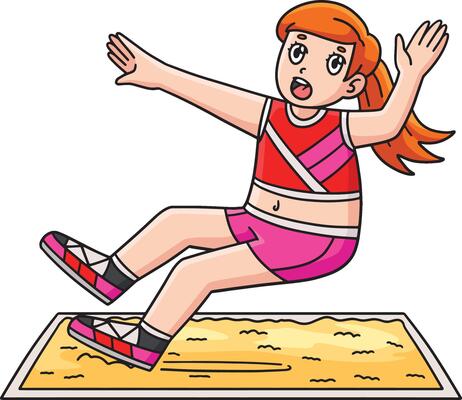 Track and Field Female Landing on Sandpit Clipart