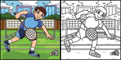 Badminton Player Picking Shuttlecock Illustration vector