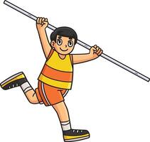 Track and Field Athlete with Pole Cartoon Clipart vector