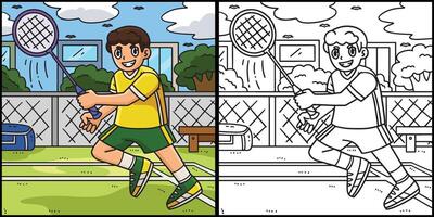 Badminton Player Swinging Racket Illustration vector