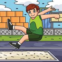 Track and Field Athlete Long Jumping Colored vector