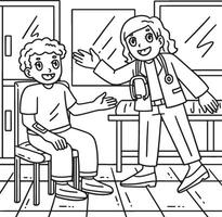 Female Doctor Talking to a Patient Coloring Page vector