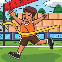 Track and Field Athlete Winning a Marathon Colored vector