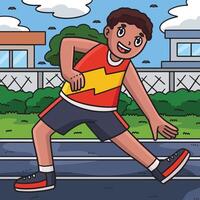 Track and Field Athlete Stretching Colored Cartoon vector