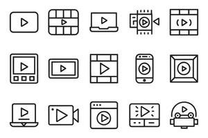 Multimedia player. Media related editable icon set isolated flat illustration white background vector