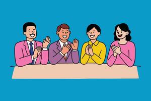 Collective of individuals engaged in clapping, showcasing a moment of shared excitement and encouragement flat illustration. vector