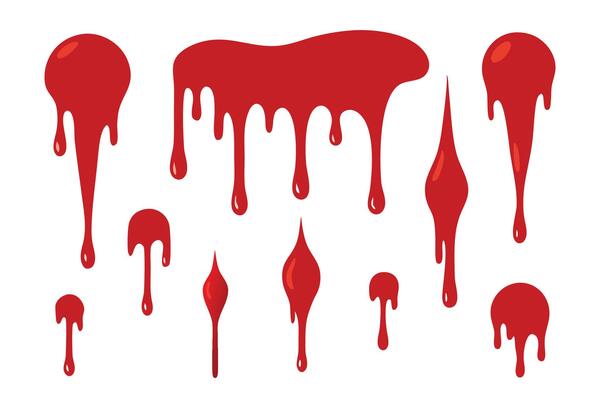 Realistic blood drips and splashes isolated flat illustration white background