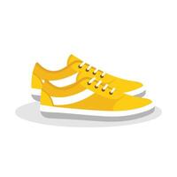 Yellow sneaker with white soles isolated flat illustration on white background. vector
