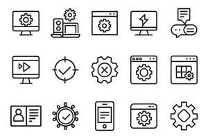 Software development, Programmer and developer related editable icon set isolated flat illustration white background. vector