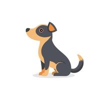 Small dog sitting and looking up isolated flat illustration on white background vector