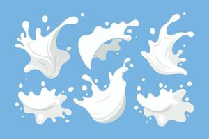 Full length milk splash isolated flat illustration wihte background. vector