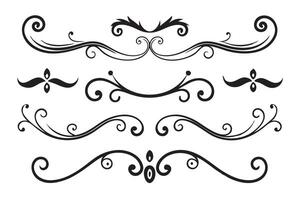 Decorative design set featuring elegant swirls and curlicues, showcasing intricate and artistic elements flat illustration. vector