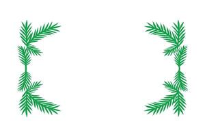 Horizontal green pine branch border creating a frame isolated flat illustration on white background. vector