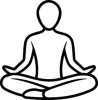 A simple meditation logo featuring a figure in a seated posture, embodying tranquility and mindfulness in a minimalist style vector