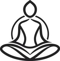 A peaceful meditation logo featuring a person in a lotus position surrounded by flowing circular elements, symbolizing calmness and balance vector