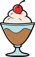 A delightful ice cream sundae with creamy toppings and a cherry on top in an elegant cup on a bright background suitable for dessert lovers vector