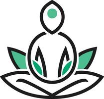 A minimalist meditation logo featuring a lotus and serene figure, symbolizing peace and mindfulness in a calm setting vector