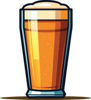 Contemporary illustration of a glass of beer with a thin black outline on a solid green background representing refreshment and leisure vector