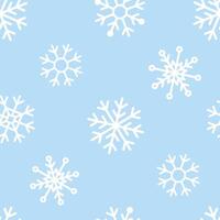 Snowflakes seamless pattern. Snow falling. White snowflakes on blue background vector