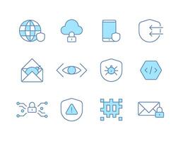 set of cyber security application icons vector