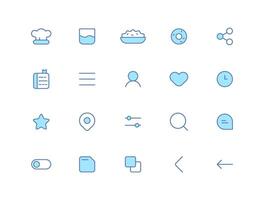 collection of food recipe application icons vector
