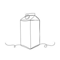 Drink milk carton in continuous single line art drawing style illustration. vector