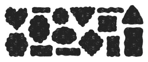 Blank speech bubbles. Organic wavy rectangles shapes with crayon, pastel or chalk texture. illustration. vector