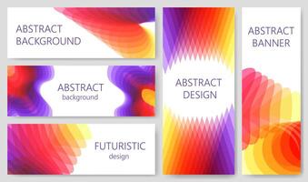 Abstract 3D layers banner template. Layered dynamic shapes with overlapping vibrant gradient blending colors and depth effect. Creative layout set vector