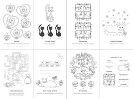 Games. Cats Theme. Danish language. Set Three. vector