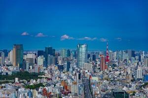A cityscape at Roppongi area in Tokyo wide shot high angle photo