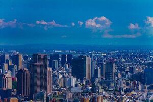 A high angle cityscape at the urban city at Azabu area in Tokyo photo