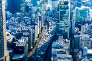 A miniature highway at the urban city in Tokyo tiltshift photo