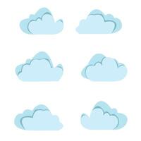 Set of Soft Blue Cloud Illustrations vector