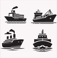 Classic Ship and Marine Boat Silhouette for Creative Use vector