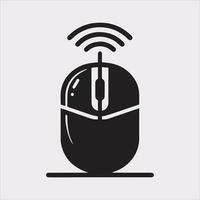 Clean Line Silhouette of Wireless Mouse on White Background vector