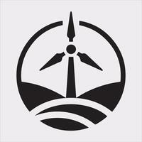 Simple Wind Power Silhouette Icon Design on White background vector