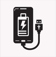 Simple Smartphone connect battery charge Icon Silhouette for Design Projects vector