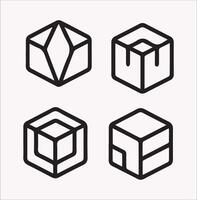 Isometric Cube Silhouette Icon on White Background vector