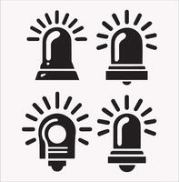 Simple Silhouette of Flashlight and Alarm Light on Plain Background vector