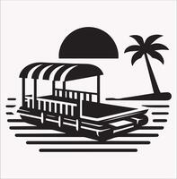 Pontoon Boat Silhouette High-Quality Silhouette on White Background vector