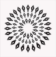 Set of pen nibs Silhouette on White Background vector