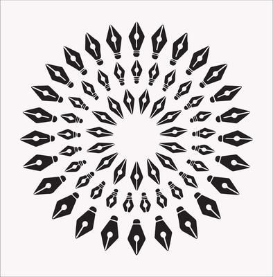 Set of pen nibs Silhouette on White Background