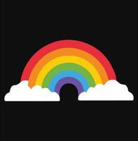 Vibrant Rainbow and Clouds Art on White Background vector