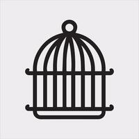 Bird Cage Outline Silhouette Illustration Icon on White Background vector