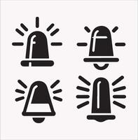 Clean Silhouette of Alarm Light and Flashlight on White Background vector